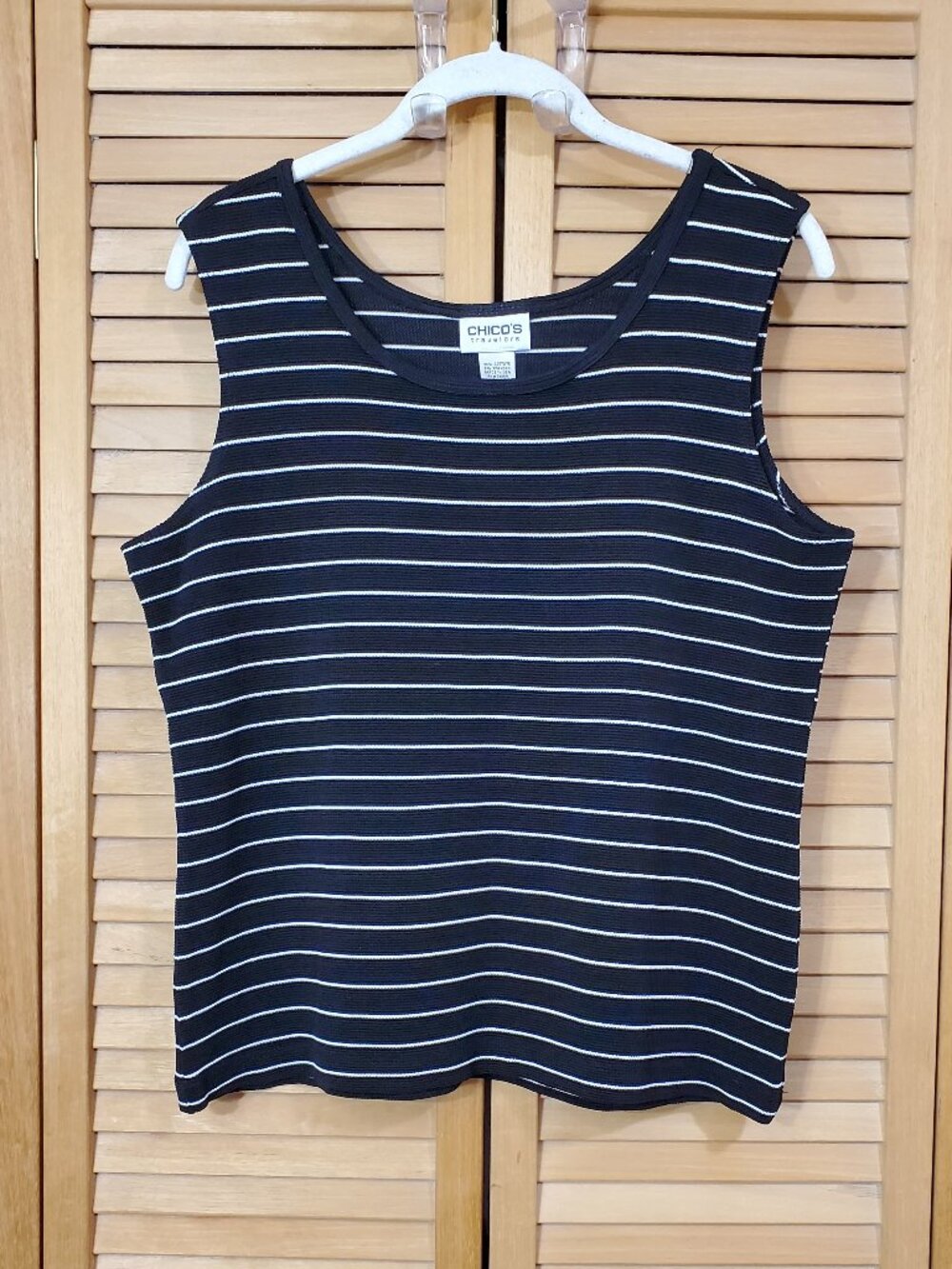Chico's Travelers Black & White Striped Tank 2 (12)